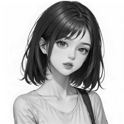 女头像ins风动漫黑白图片