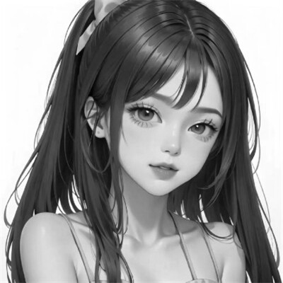 女头像ins风动漫黑白图片