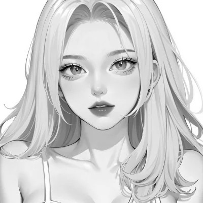 女头像ins风动漫黑白图片