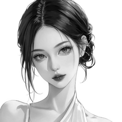 女头像ins风动漫黑白图片