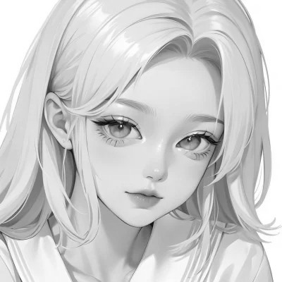 女头像ins风动漫黑白图片