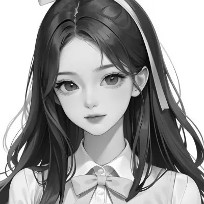 女头像ins风动漫黑白图片