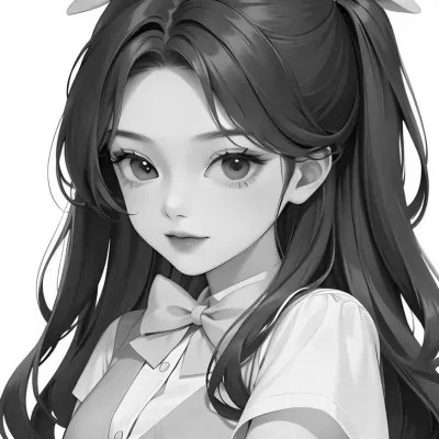 女头像ins风动漫黑白图片