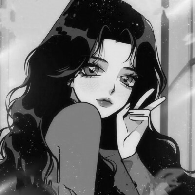 女头像ins风动漫黑白图片