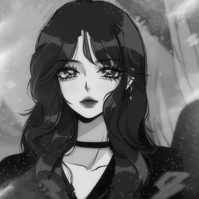 女头像ins风动漫黑白图片