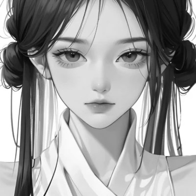 女头像ins风动漫黑白图片