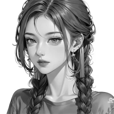 女头像ins风动漫黑白图片