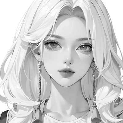 女头像ins风动漫黑白图片