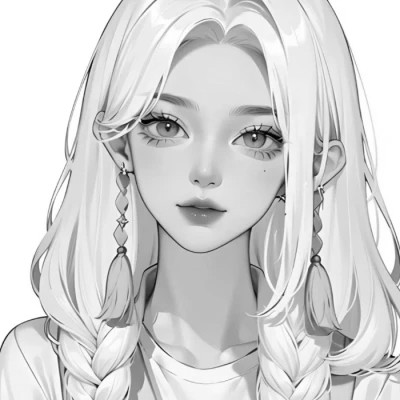 女头像ins风动漫黑白图片