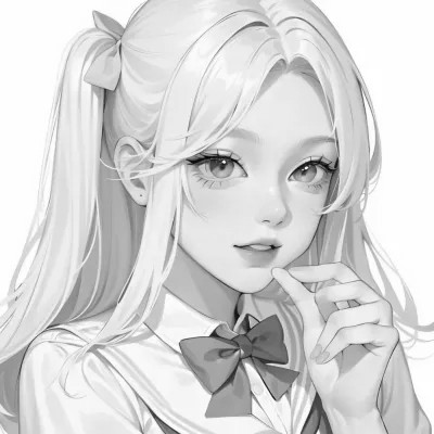 女头像ins风动漫黑白图片