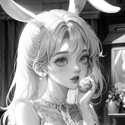 女生日系ins风漫画头像黑白
