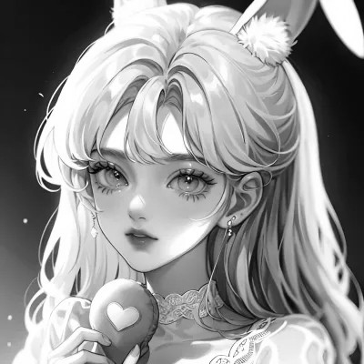 女生日系ins风漫画头像黑白