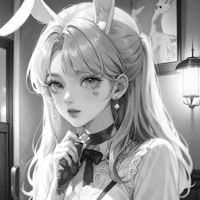 女生日系ins风漫画头像黑白
