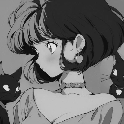 女生日系ins风漫画头像黑白