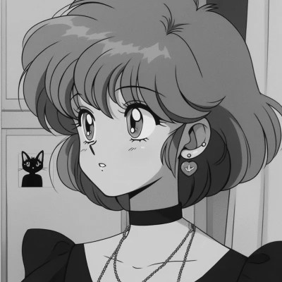 女生日系ins风漫画头像黑白
