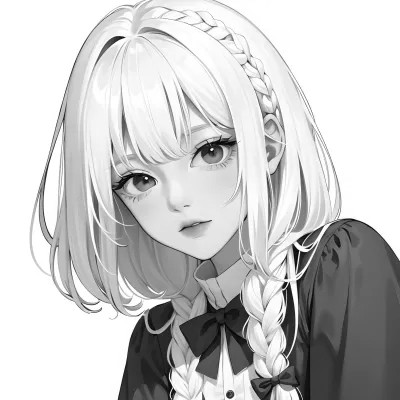 黑白漫画风的高清女头