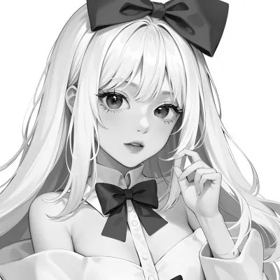 黑白漫画风的高清女头
