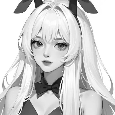 黑白漫画风的高清女头