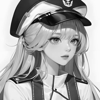 黑白漫画风的高清女头