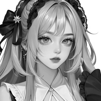 黑白漫画风的高清女头