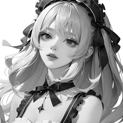 黑白漫画风的高清女头