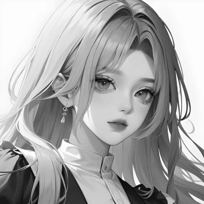 黑白漫画风的高清女头