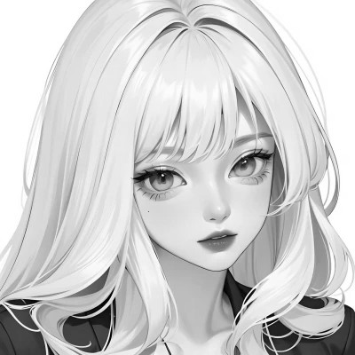 黑白漫画风的高清女头