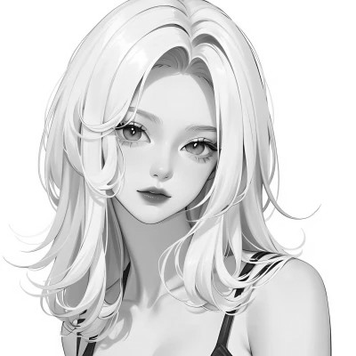黑白漫画风的高清女头
