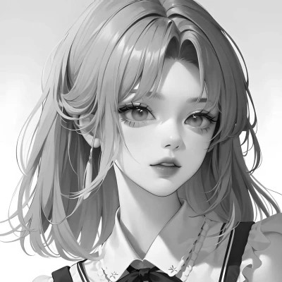黑白漫画风的高清女头
