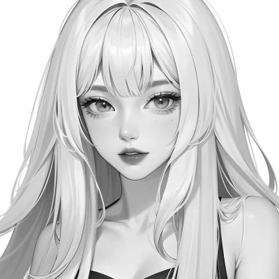 黑白漫画风的高清女头