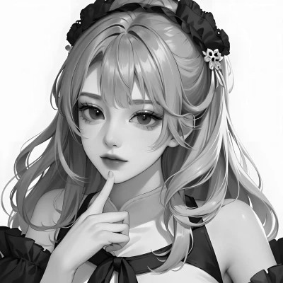 黑白漫画风的高清女头