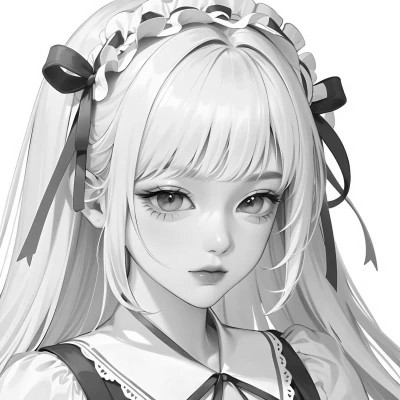 黑白漫画风的高清女头