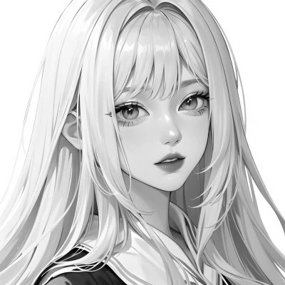 黑白漫画风的高清女头
