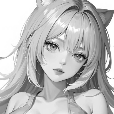黑白漫画风的高清女头