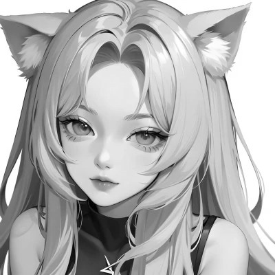 黑白漫画风的高清女头