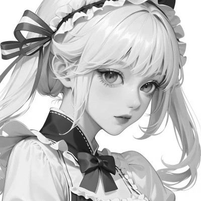 黑白漫画风的高清女头