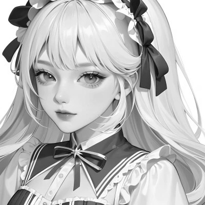 黑白漫画风的高清女头