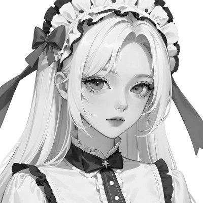 黑白漫画风的高清女头