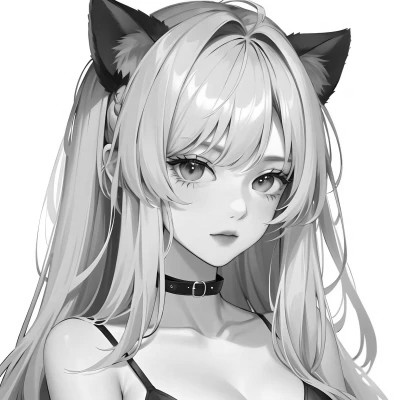 黑白漫画风的高清女头