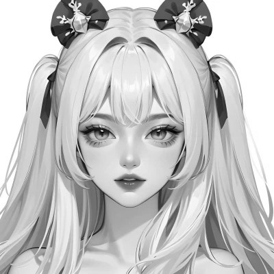 黑白漫画风的高清女头