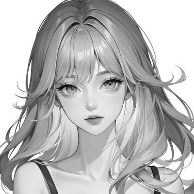黑白漫画风的高清女头