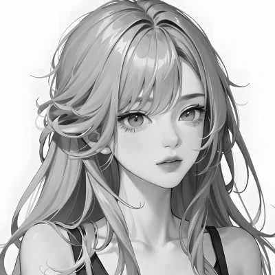 黑白漫画风的高清女头