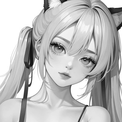 黑白漫画风的高清女头