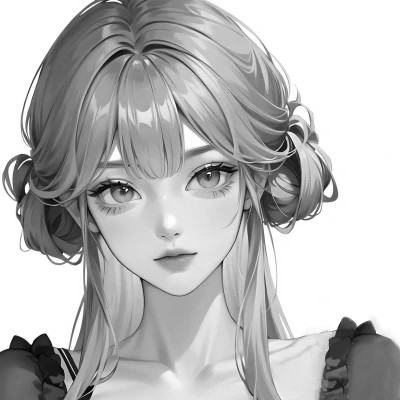 黑白漫画风的高清女头