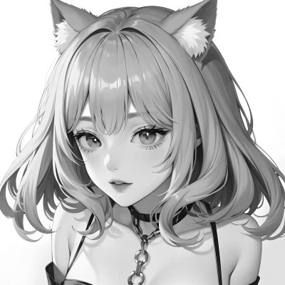 黑白漫画风的高清女头