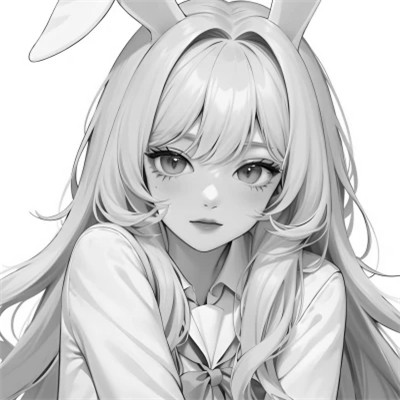 女生头像动漫黑白高清