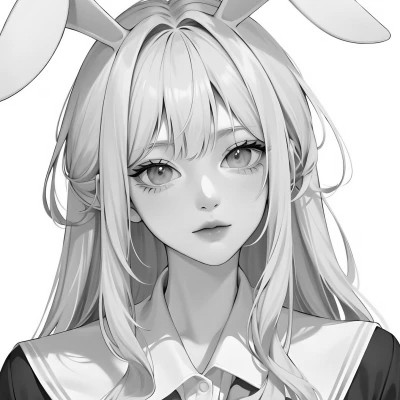 女生头像动漫黑白高清