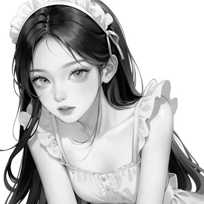 手绘黑白动漫女头