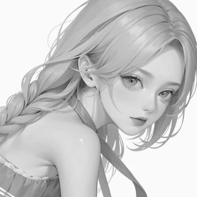 手绘黑白动漫女头