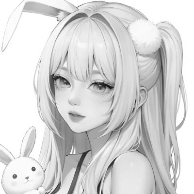 手绘黑白动漫女头